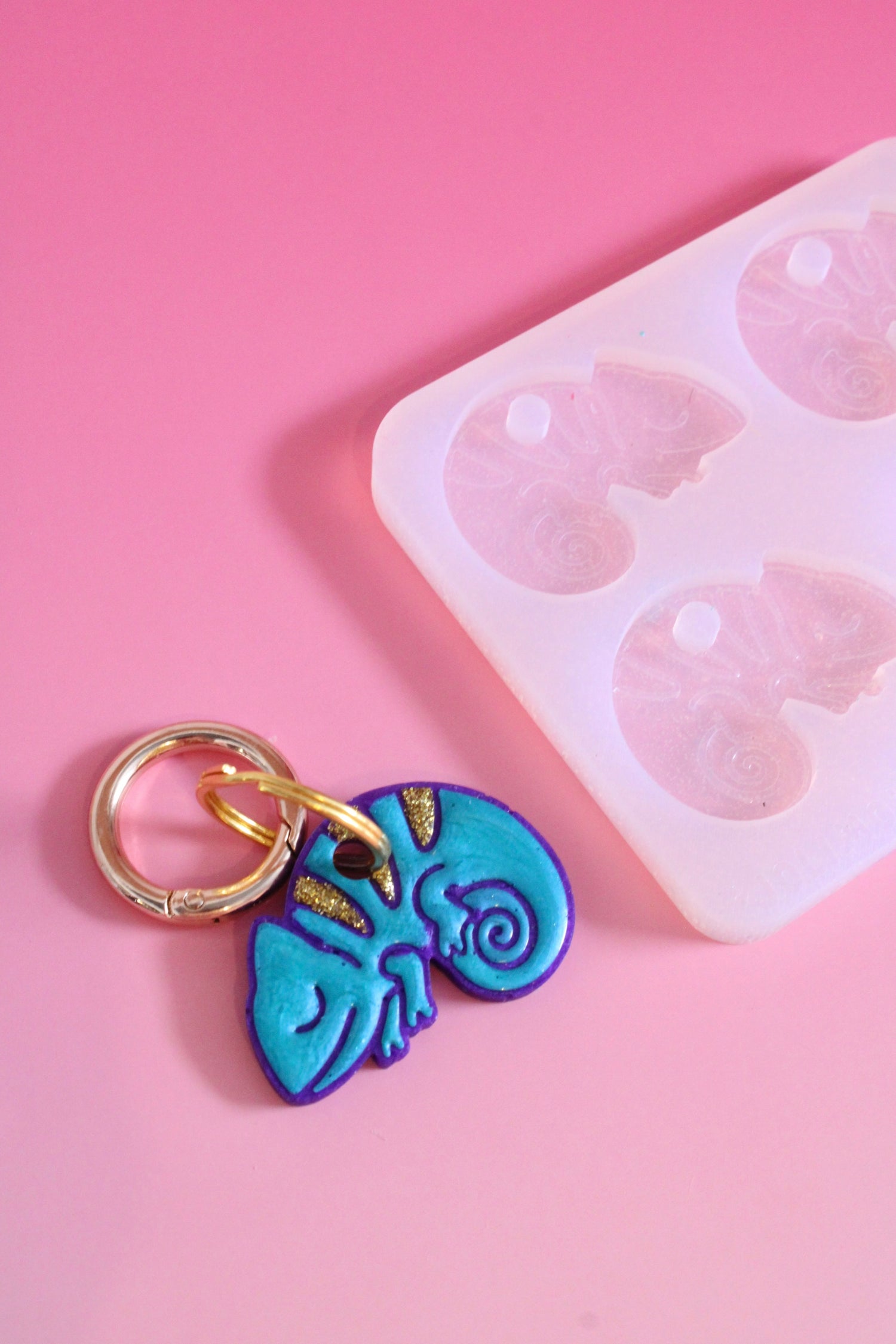 Moule silicone médaille / porte-clé CAMELEON - 4 pièces