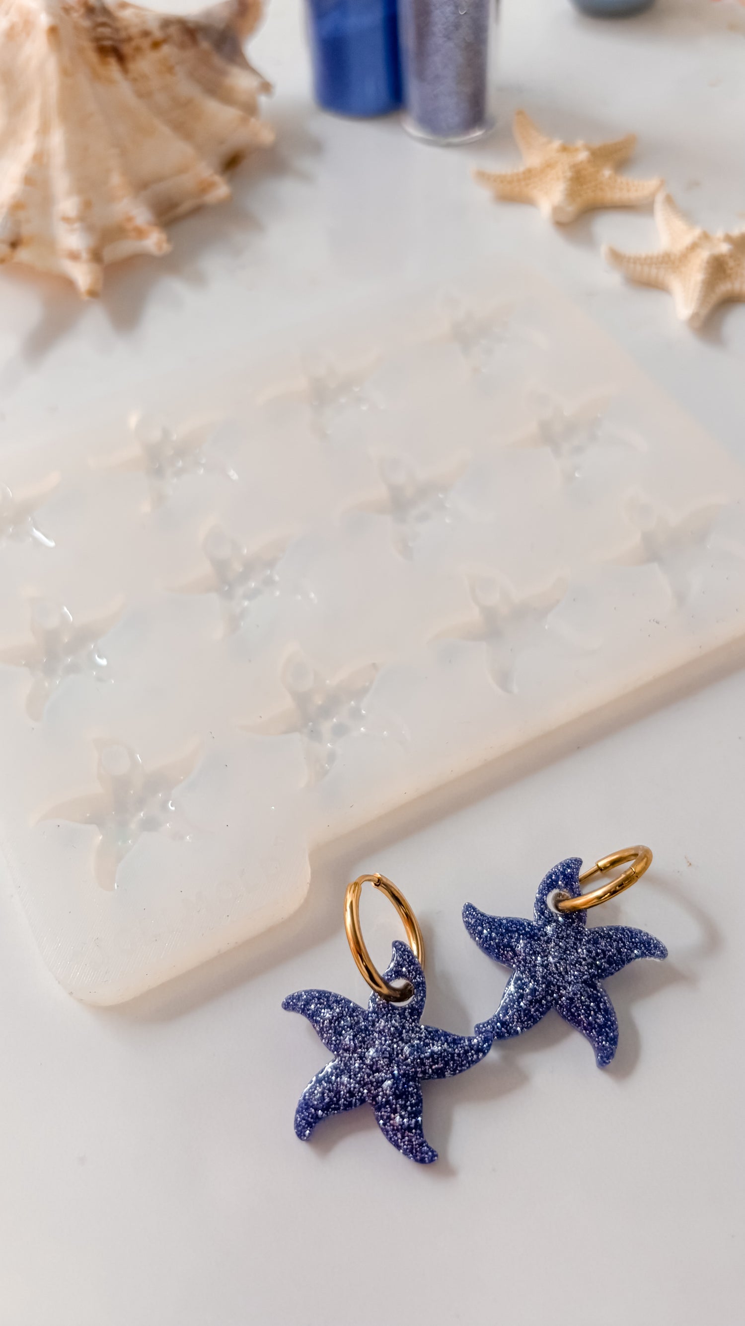 Moule silicone pampille ETOILE DE MER - 6 paires