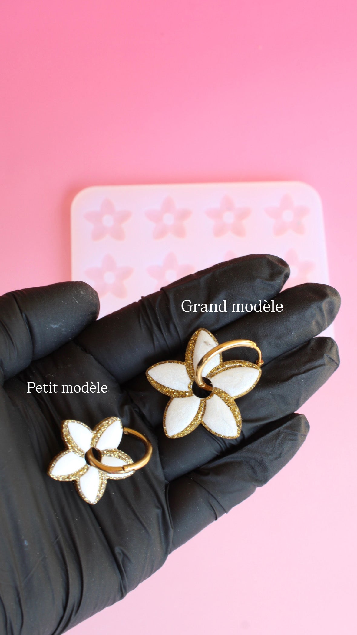 Moule silicone pampille FLEUR DE TIARE - 6 paires