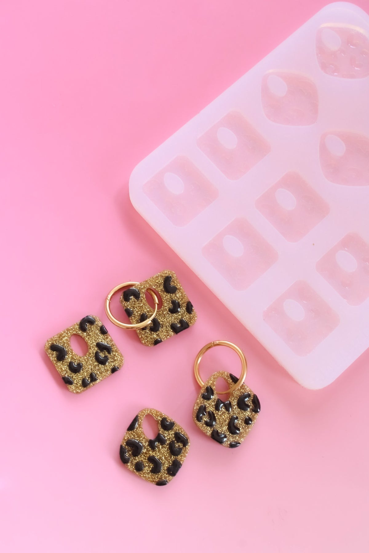 Moule silicone pampille DUO LEOPARD - 6 paires