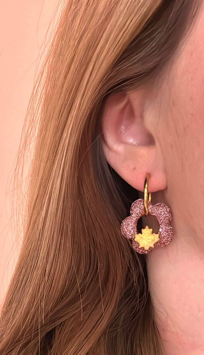 Moule silicone pampille FLEUR avec relief érable - 6 paires