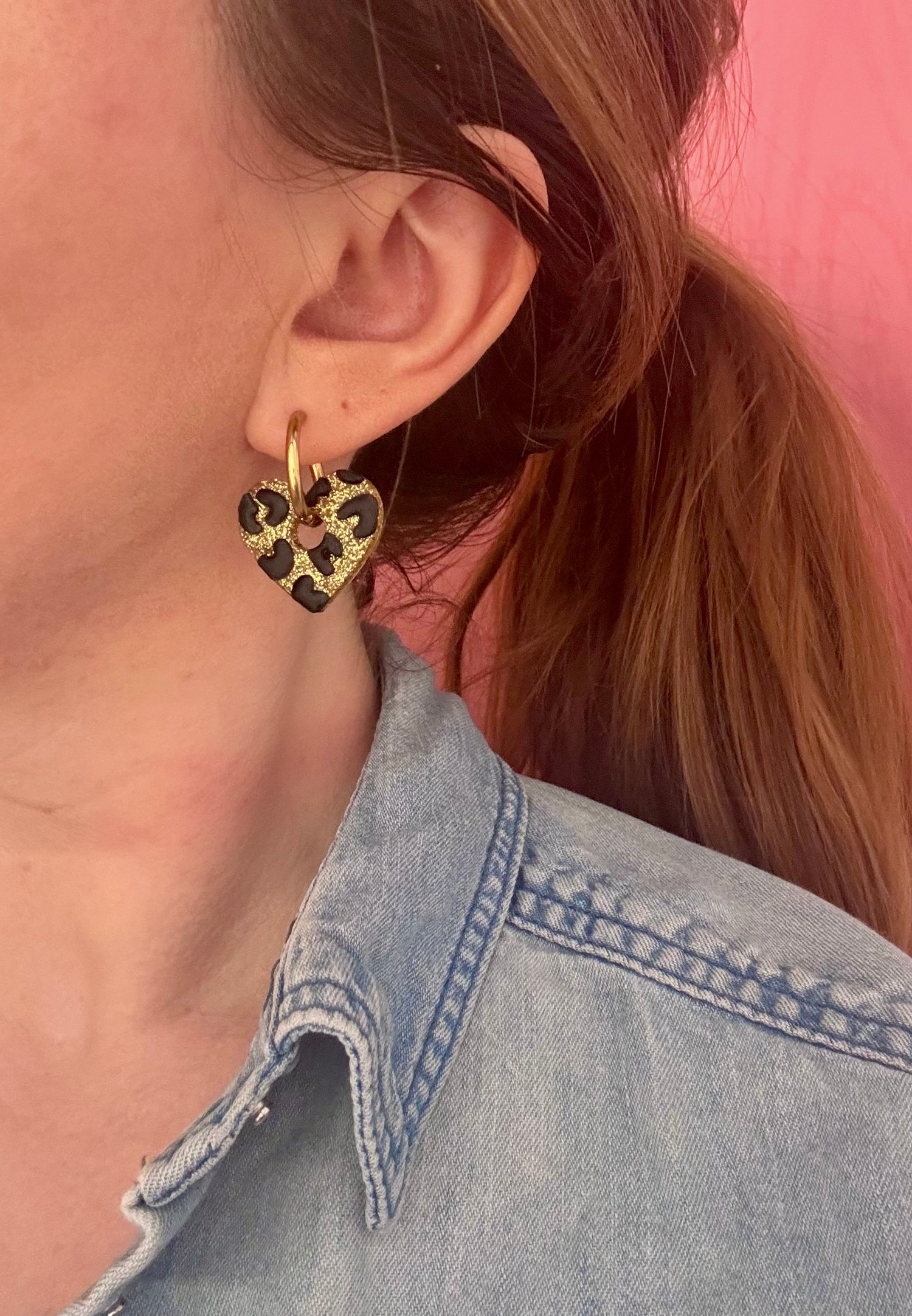 Moule silicone pampille COEUR LEOPARD - 6 paires