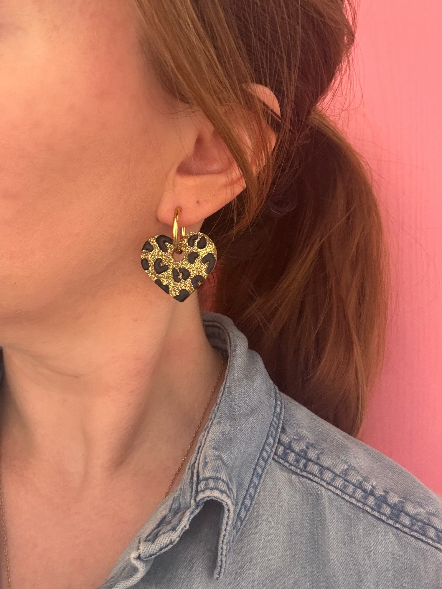 Moule silicone pampille GRAND COEUR LEOPARD - 6 paires