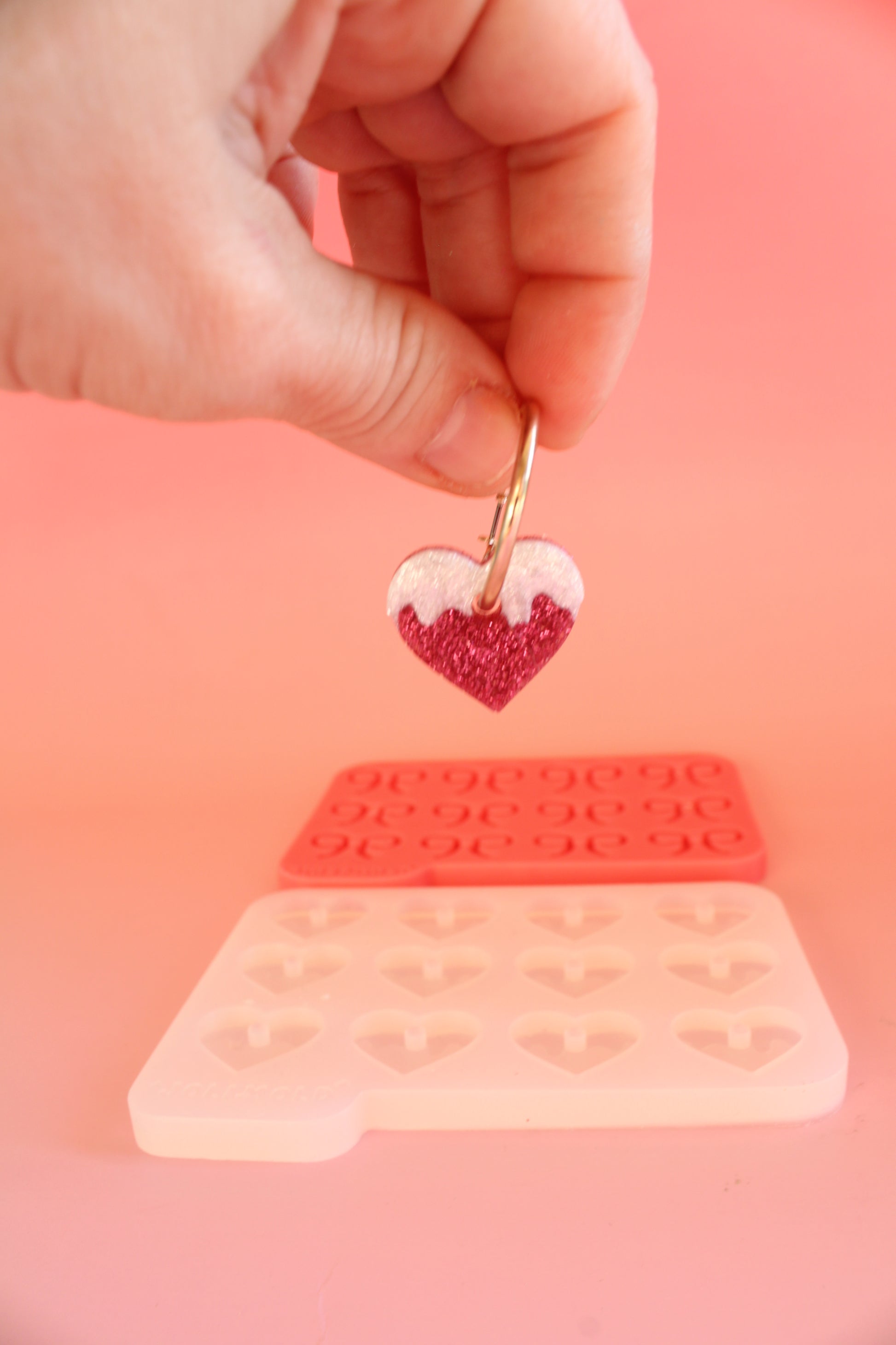 Moule silicone pampille COEUR NEIGE - 6 paires