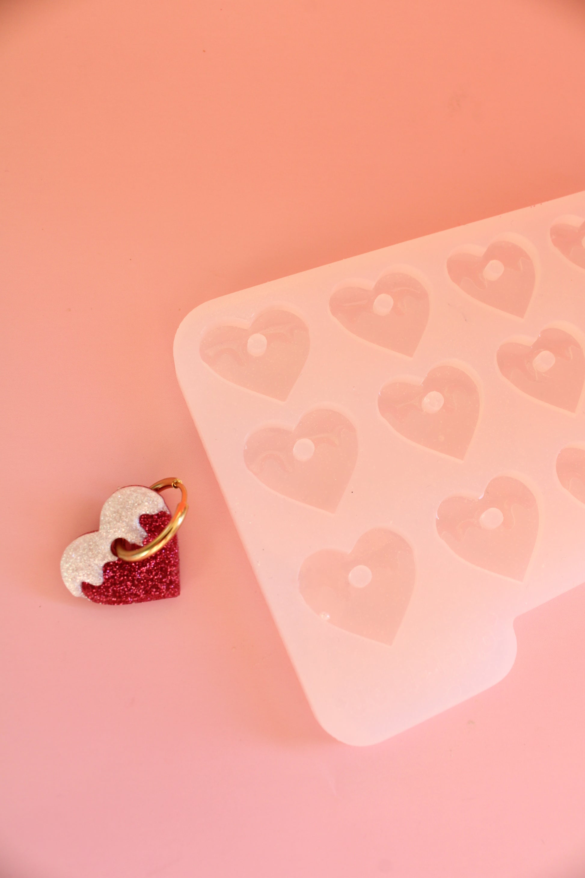 Moule silicone pampille COEUR NEIGE - 6 paires