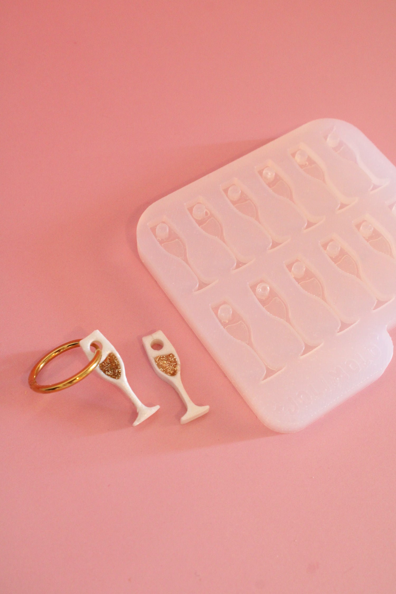 Moule silicone pampille flûte CHAMPAGNE - 6 paires