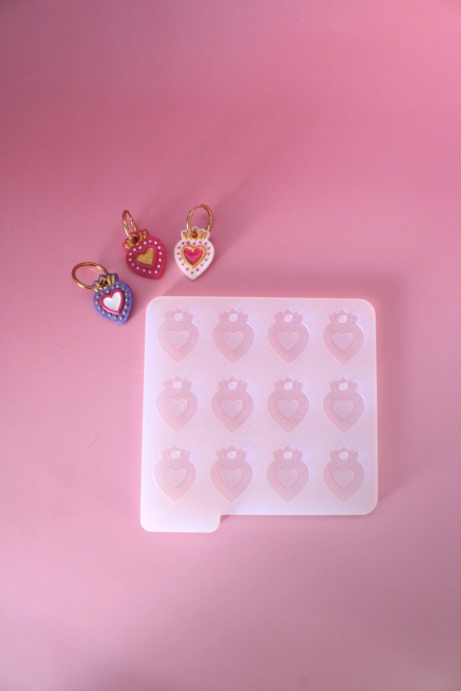 Moule silicone pampille COEUR ROYAL - 6 paires