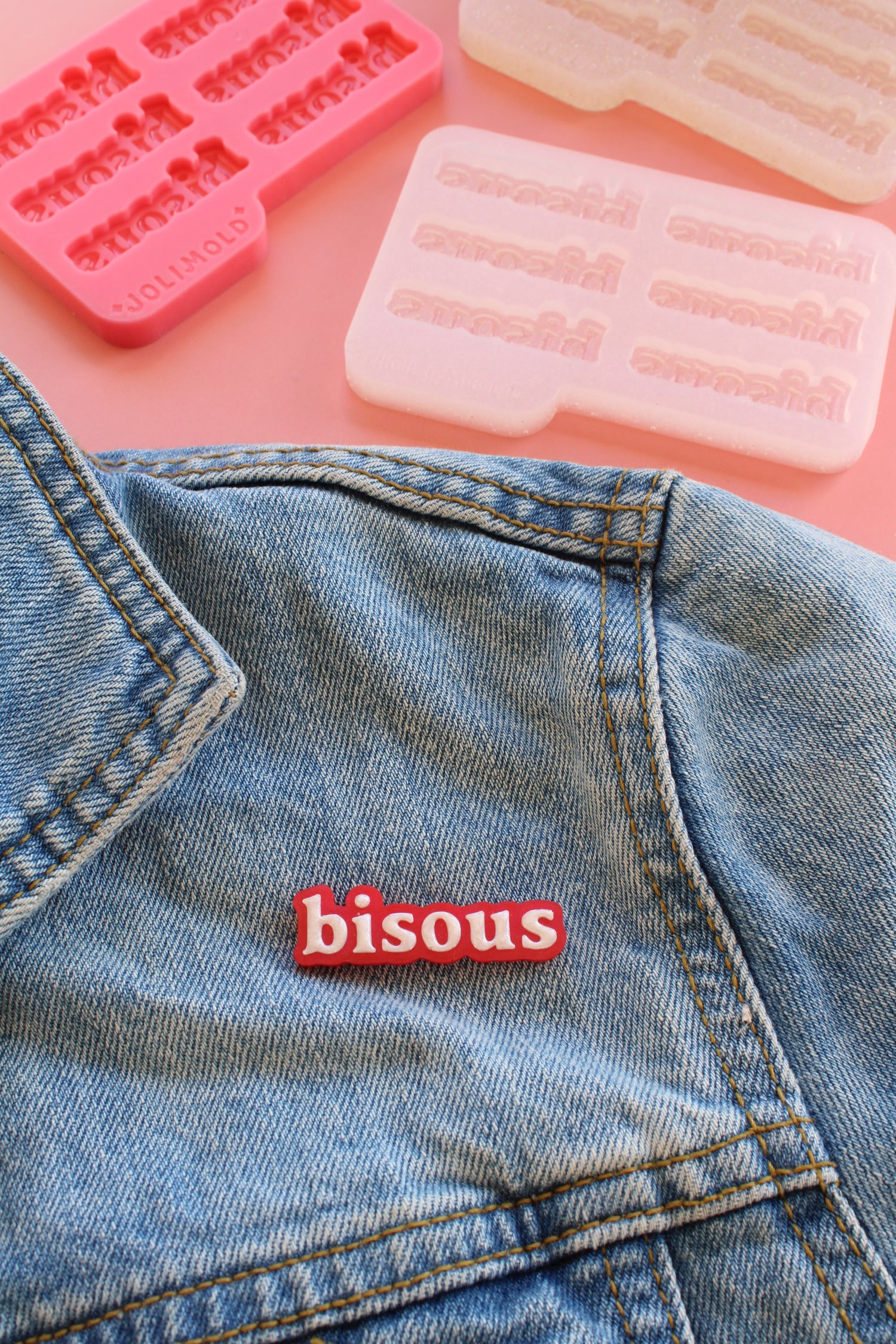 Moule silicone broche BISOUS - 6 broches