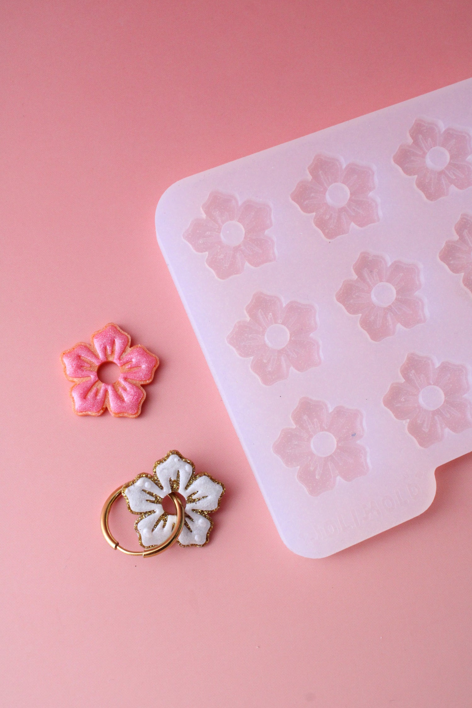 Moule silicone pampille HIBISCUS - 6 paires