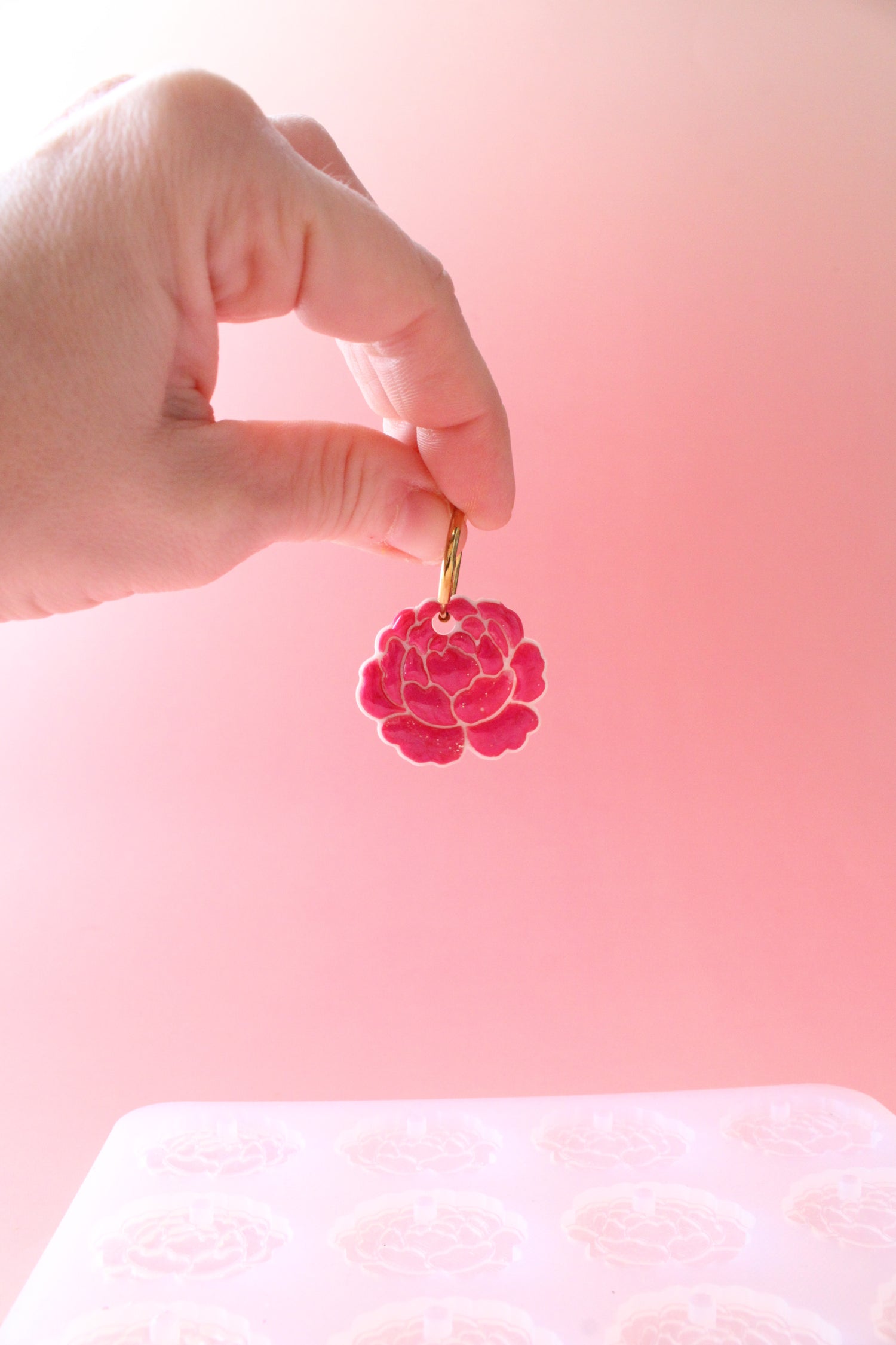 Moule silicone pampille PIVOINE - 6 paires