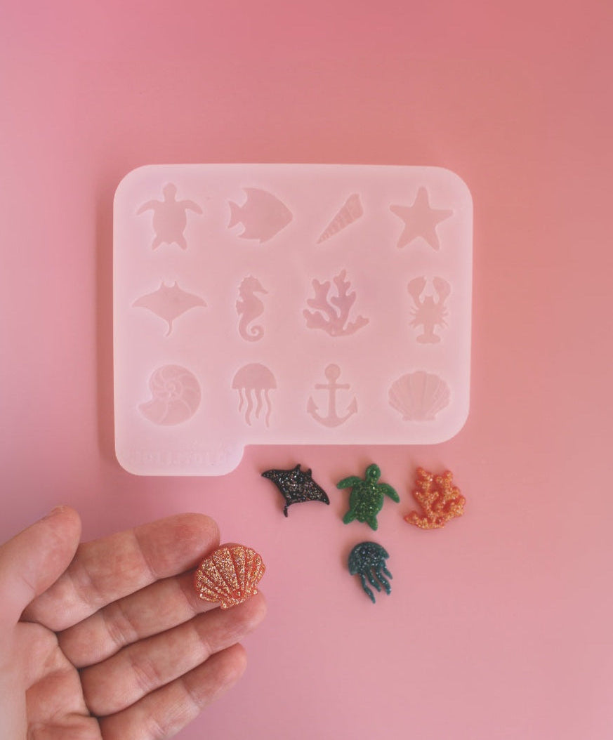 Moule silicone breloques MER & COQUILLAGES - 12 formes