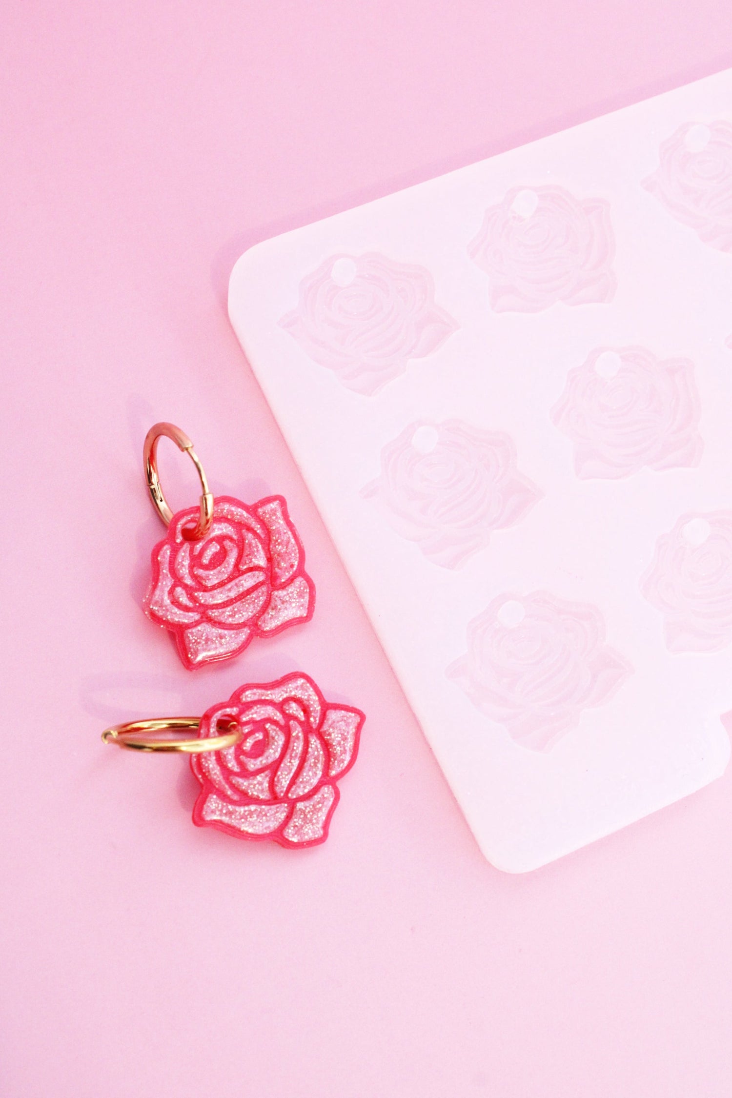 Moule silicone pampille ROSE - 6 paire