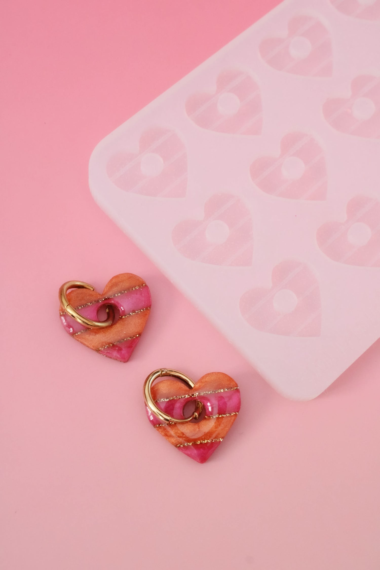 Moule silicone pampille COEUR RAYURES horizontales - 6 paires