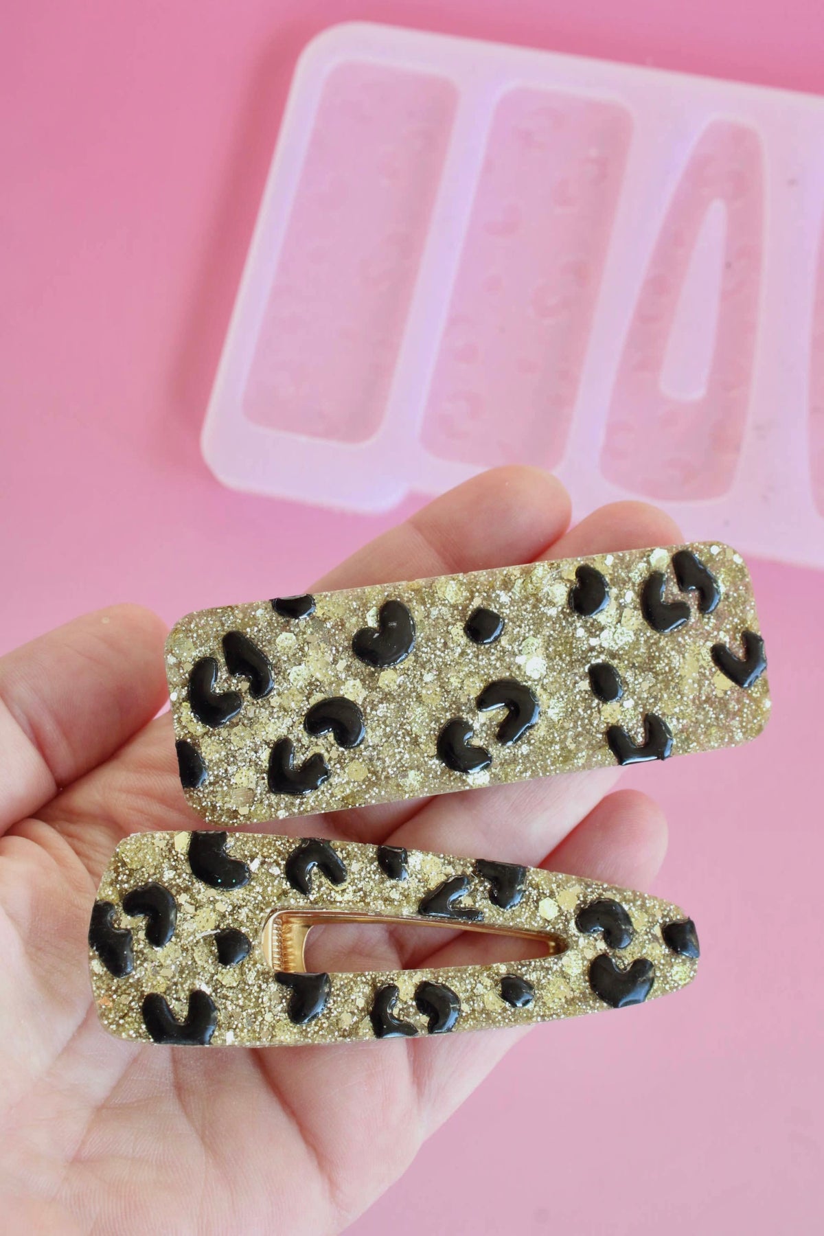 Moule silicone barrettes LEOPARD - 4 barrettes