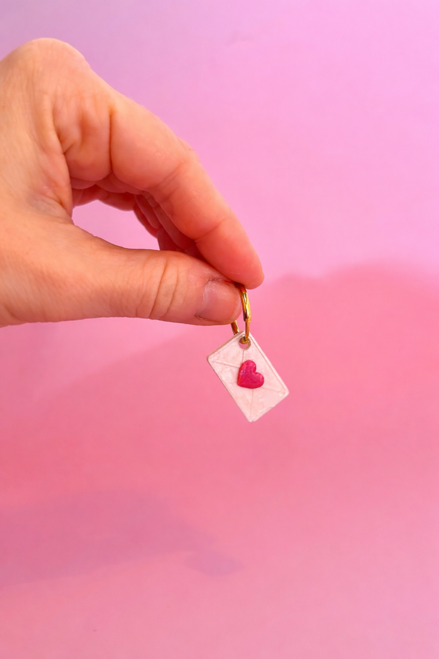 Moule silicone pampille ENVELOPPE COEUR - 6 paires