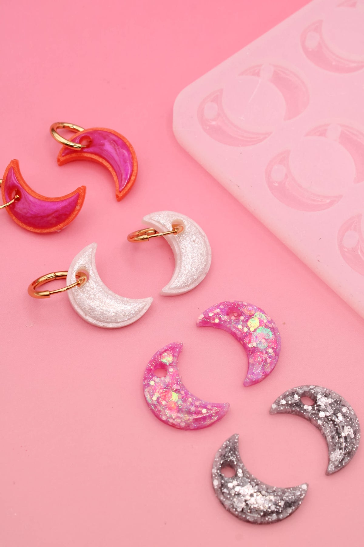 Moule silicone pampille LUNE CONTOUR - 6 paires
