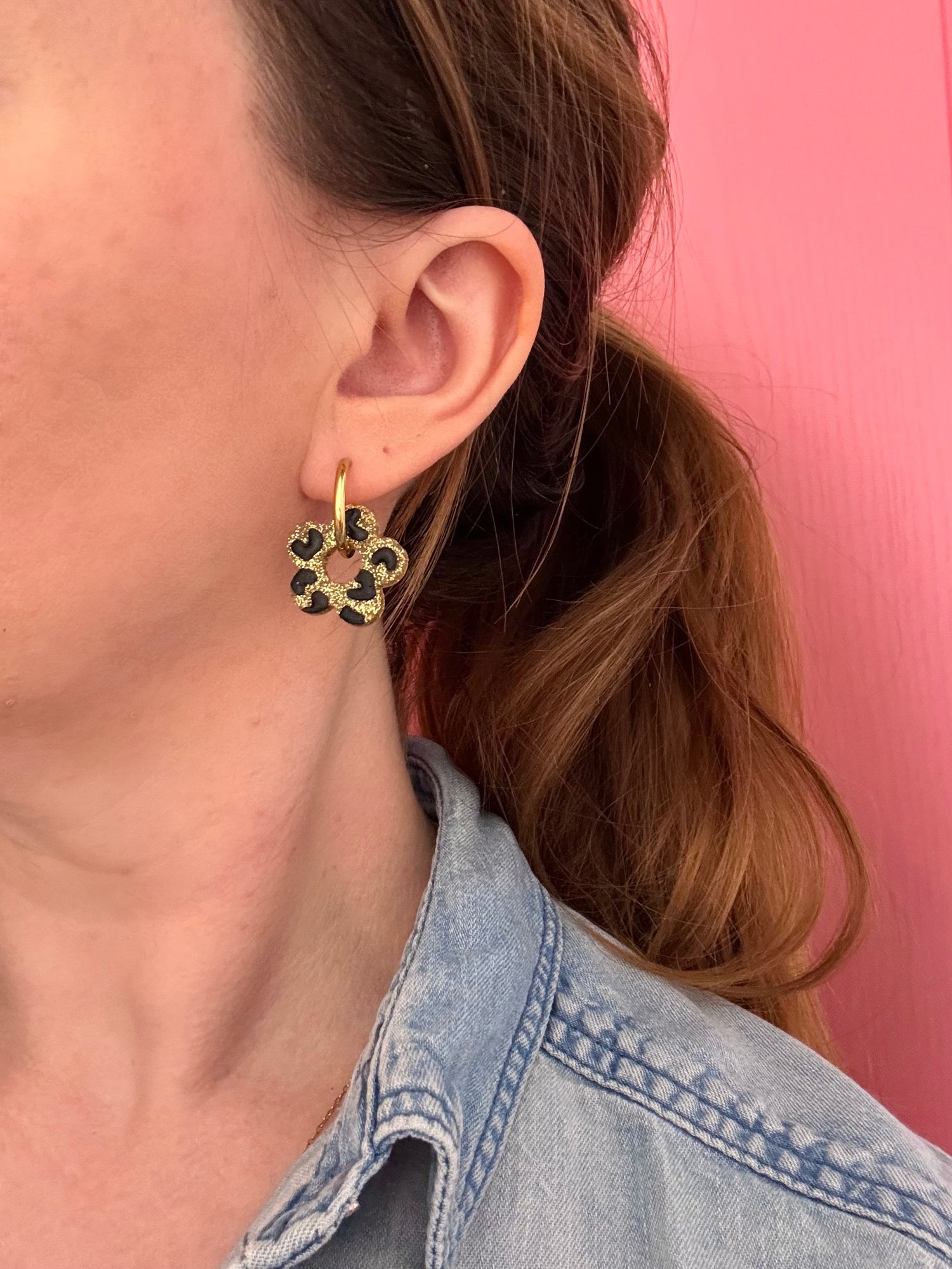 Moule silicone pampille FLEUR LEOPARD - 6 paires