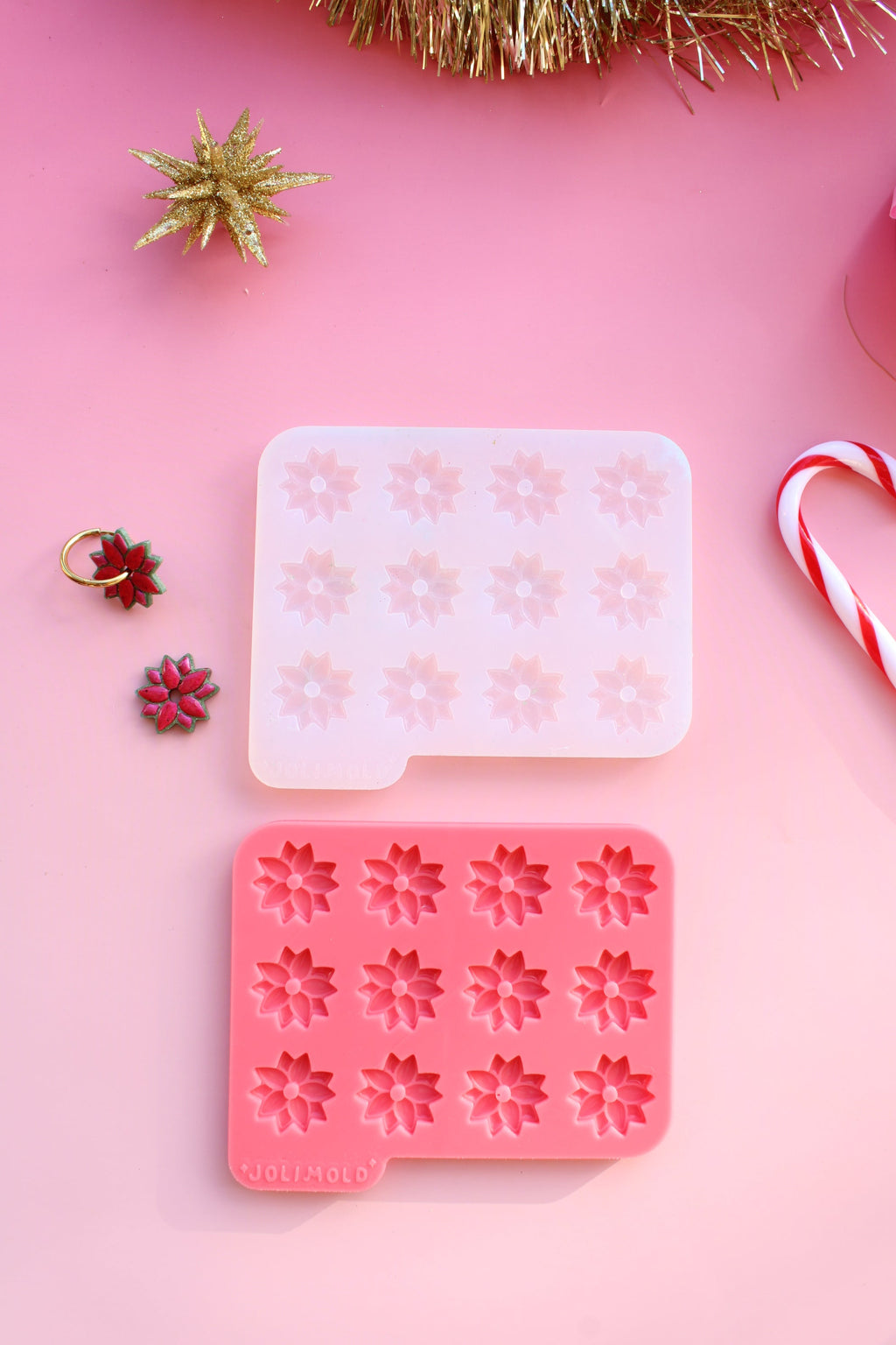 Moule silicone pampille fleur de Noel - POINSETTIA 6 paires