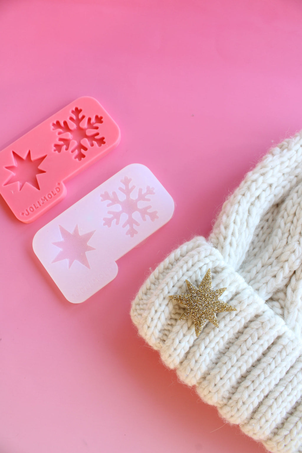 Moule silicone broche HIVER - Flocon + étoile