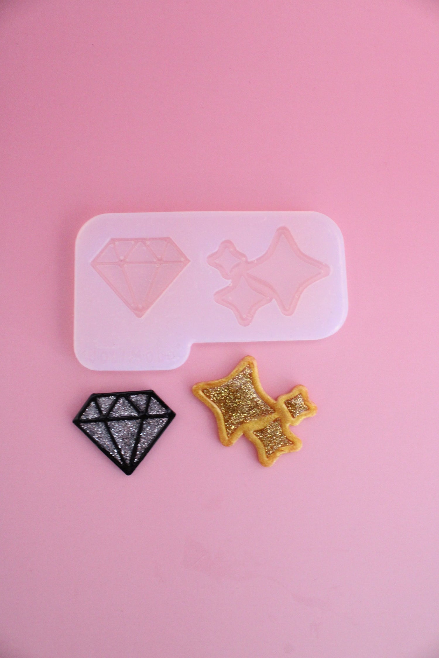 Moule silicone broche ECLAT - Diamant + étincelles
