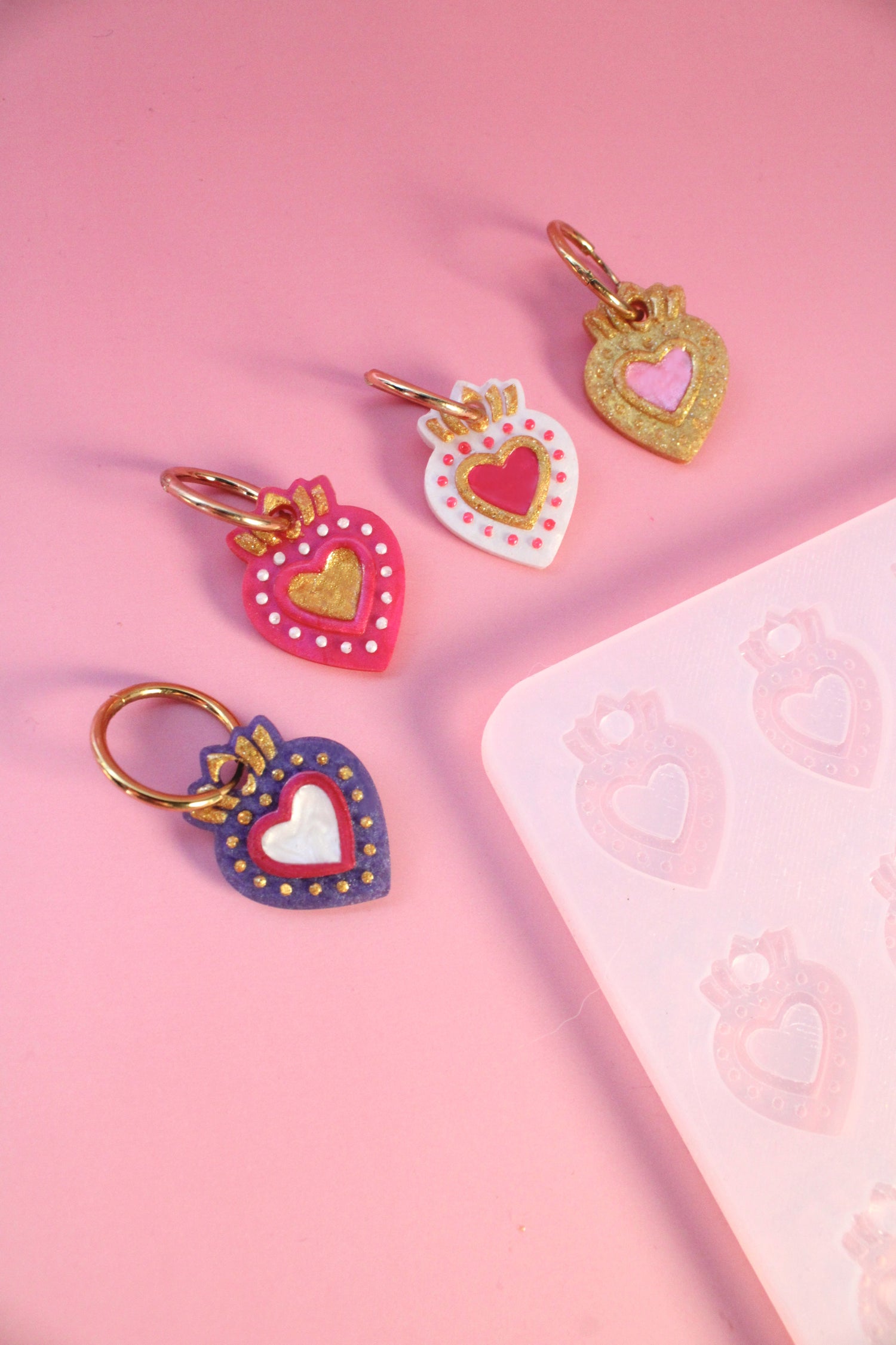 Moule silicone pampille COEUR ROYAL - 6 paires