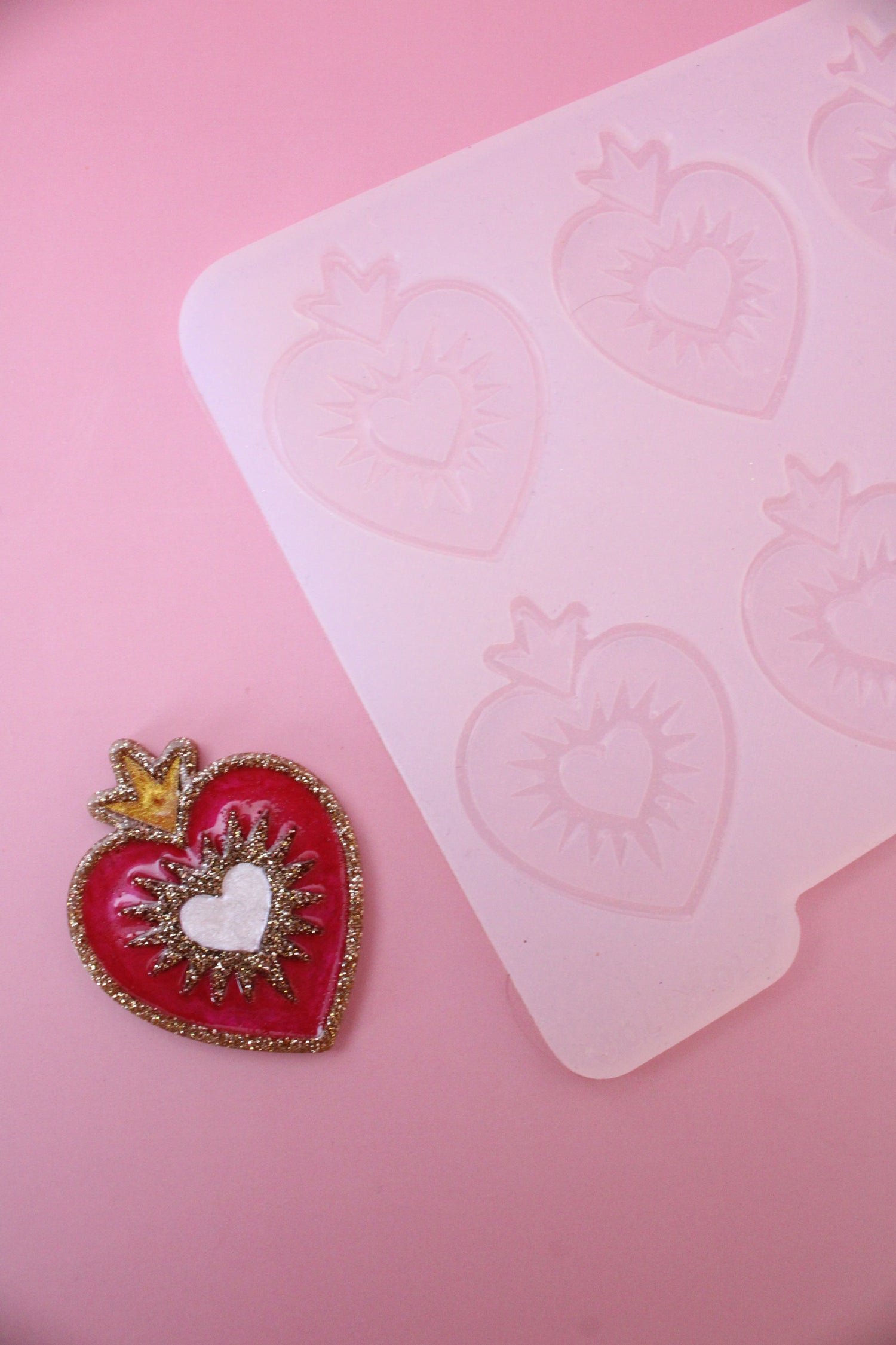 Moule silicone broche COEUR EX VOTO - 6 broches