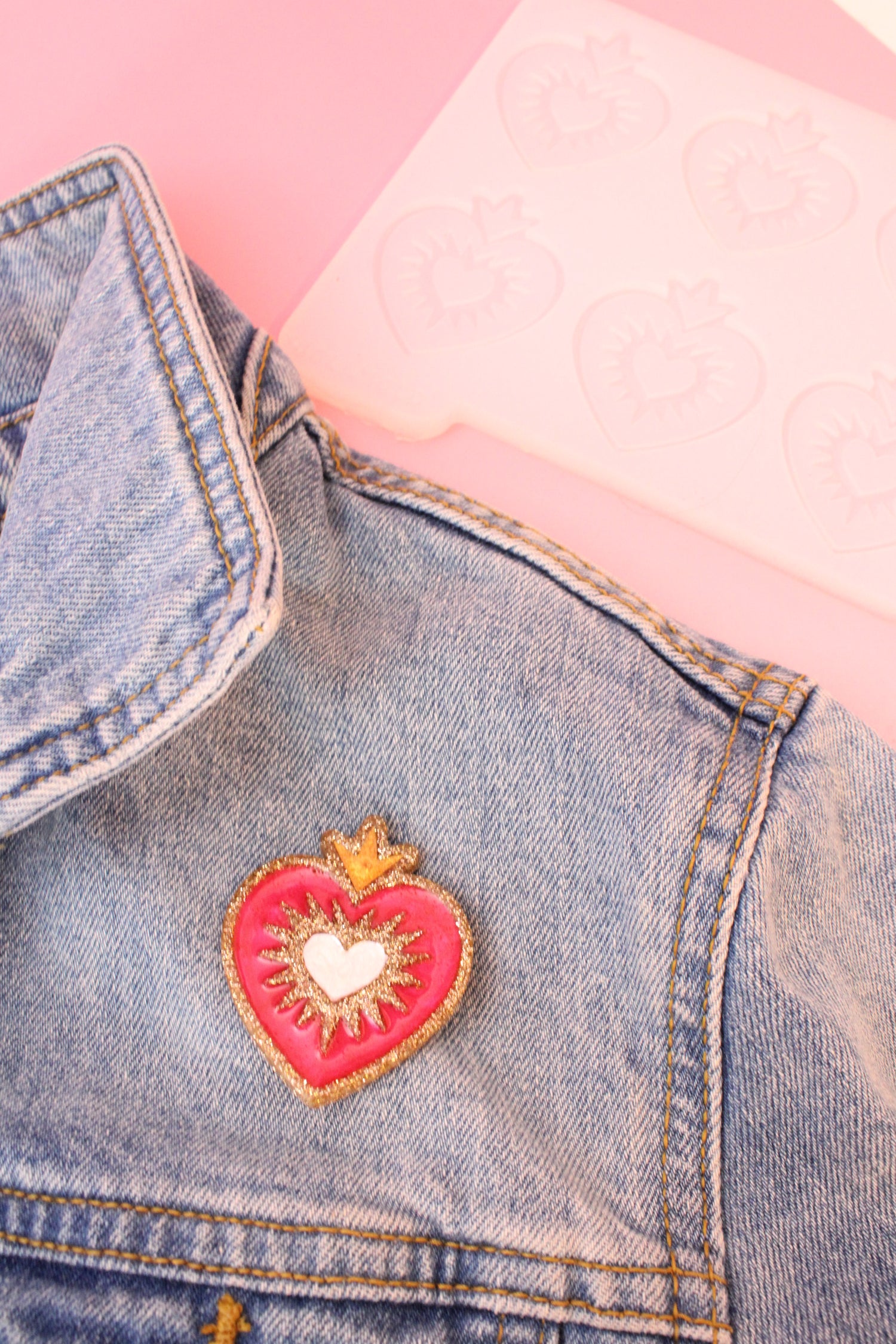 Moule silicone broche COEUR EX VOTO - 6 broches