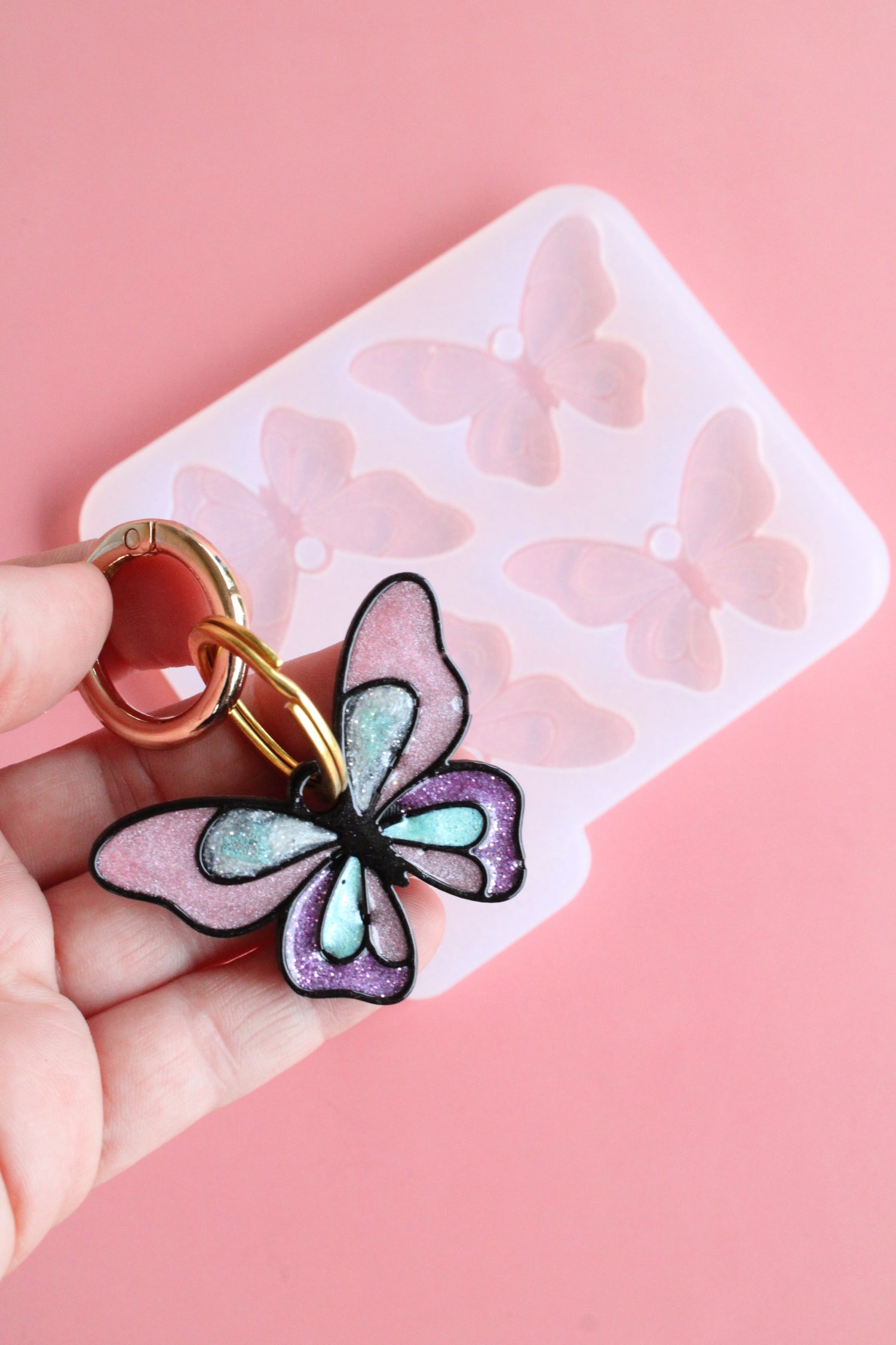 Moule silicone médaille/porte-clés PAPILLON - 4 formes