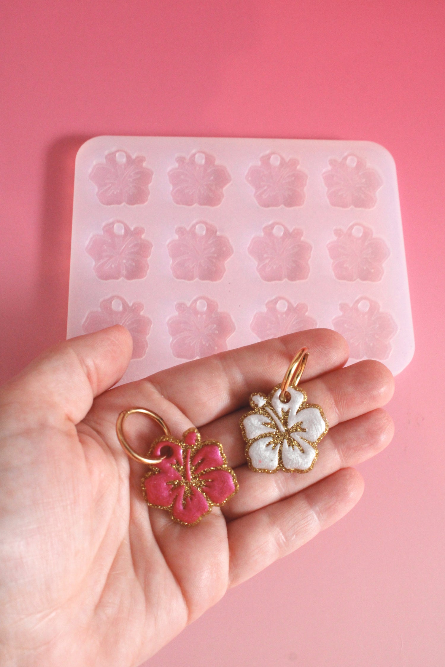 Moule silicone pampille GRAND HIBISCUS - 6 paires
