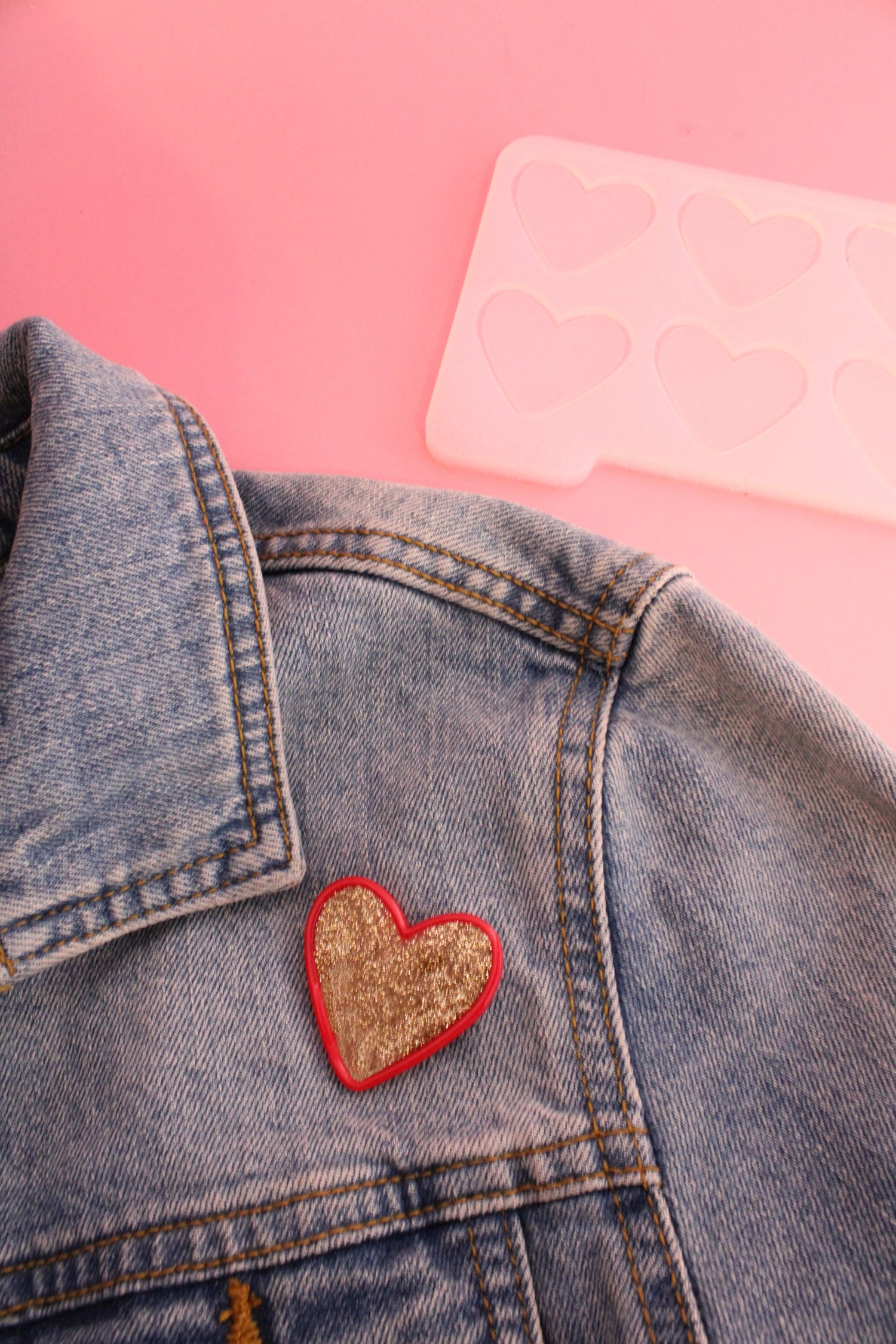 Moule silicone broche COEUR - 6 broches