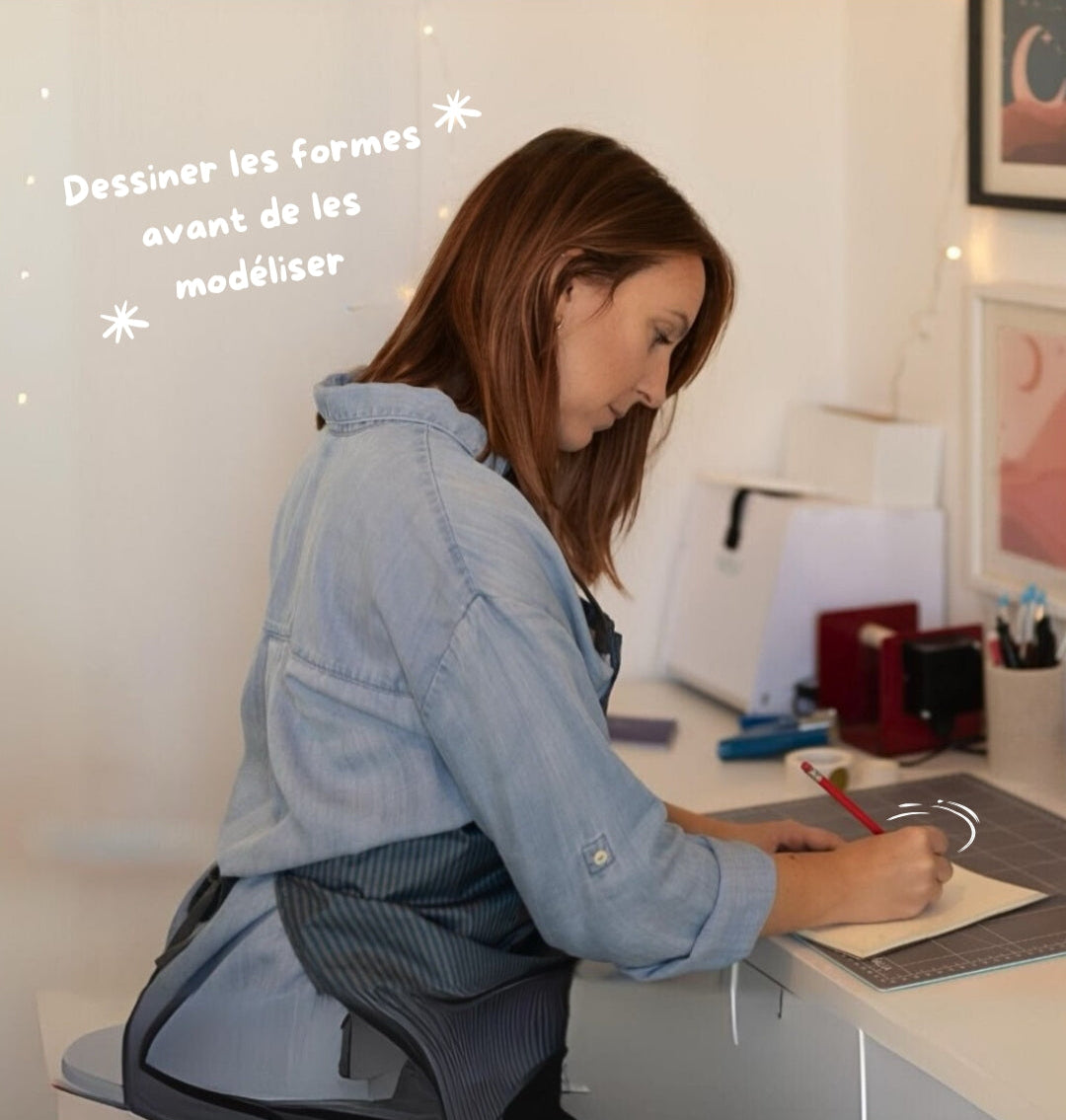 créatrice moule en silicone dessine formes 