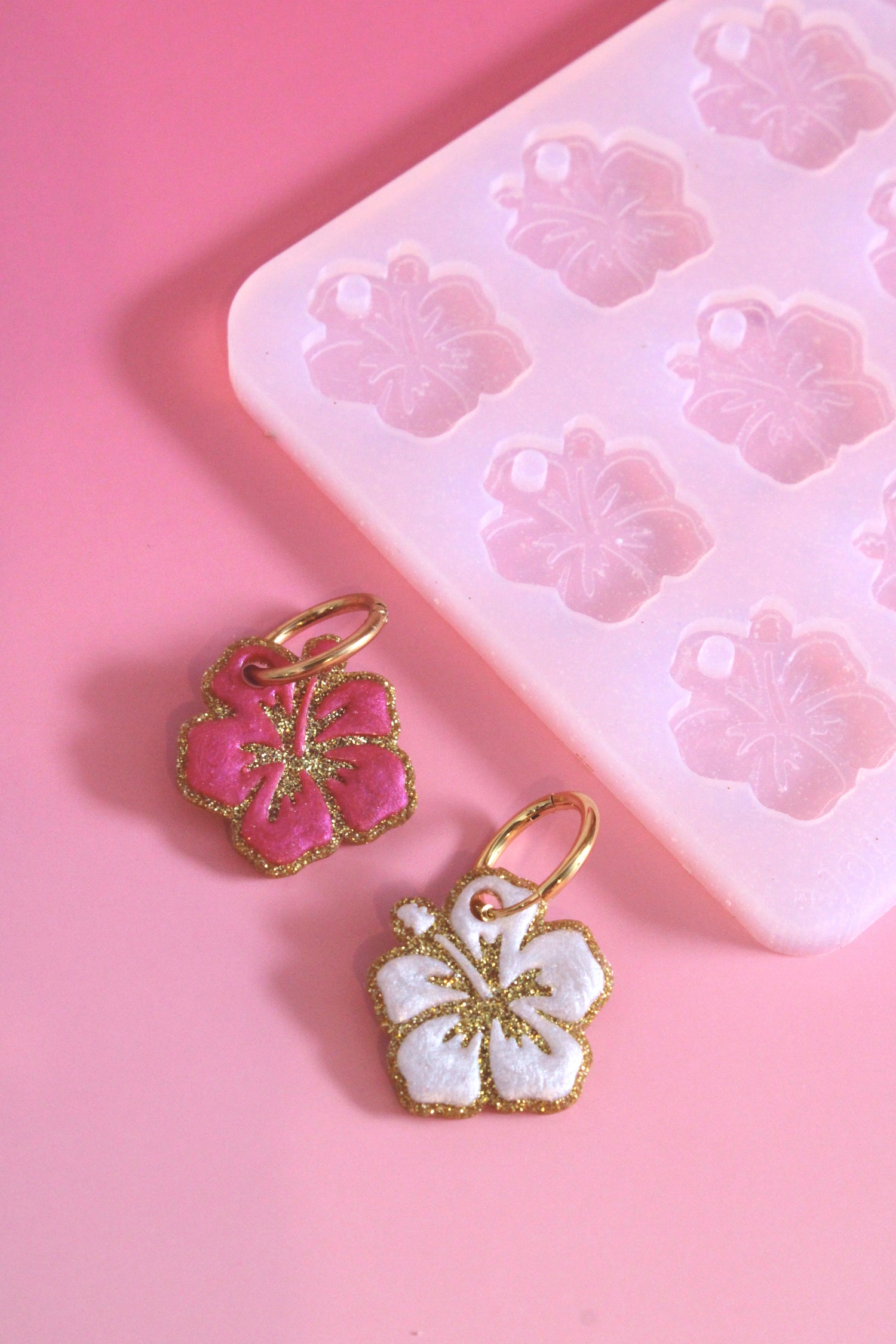 Moule silicone pampille GRAND HIBISCUS - 6 paires