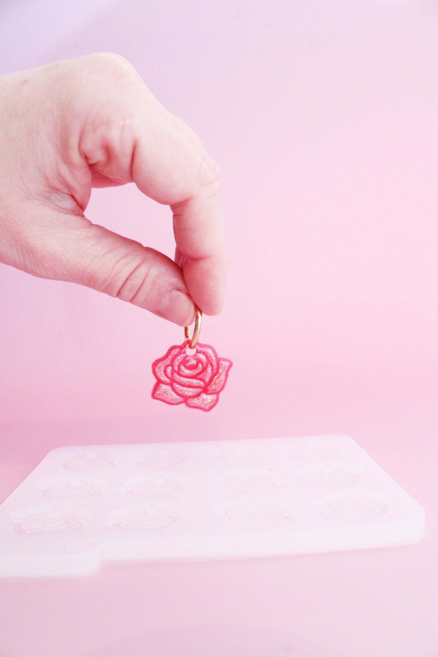 Moule silicone pampille ROSE - 6 paire